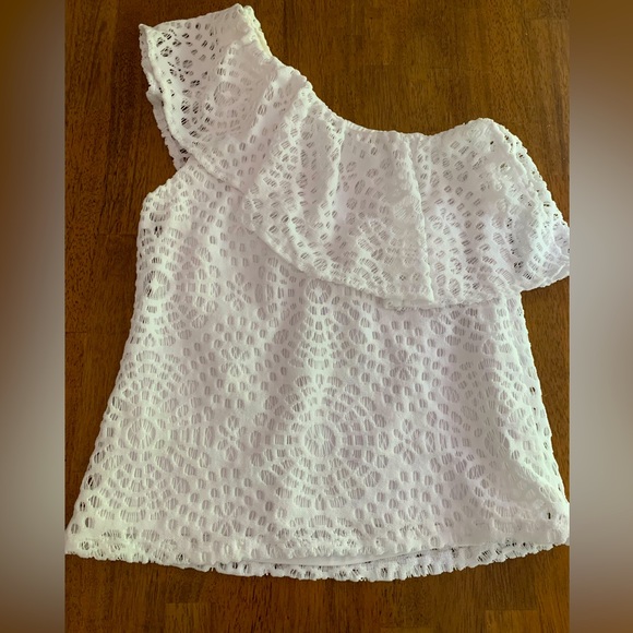 Lilly Pulitzer Matteo One Shoulder Top SZ XXS Sea Urchin Terry Lace - Picture 4 of 12